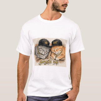 ギャングスタナップ - 眠るラッパー猫、金のチェーン Tシャツ