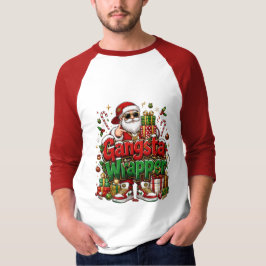 ギャングスタラップ風クールサンタのクリスマスデザイン Tシャツ