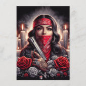 ギャングスターガールヒップホップチカーノアートグラフィック アドバイスカード (正面)