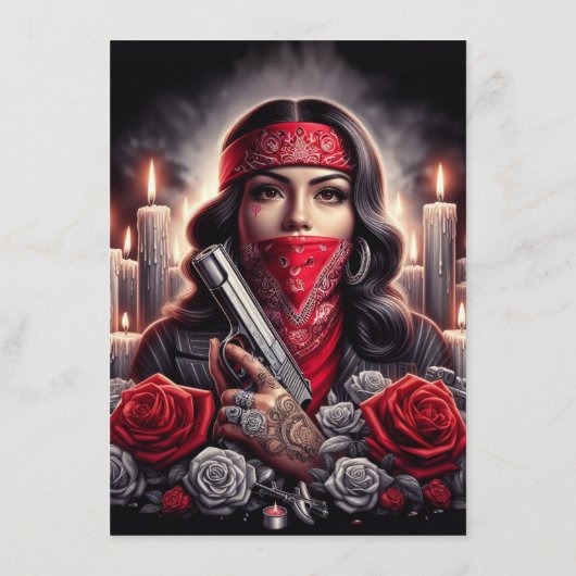 ギャングスターガールヒップホップチカーノアートグラフィック アドバイスカード (裏面)