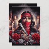 ギャングスターガールヒップホップチカーノアートグラフィック アドバイスカード (正面/裏面)