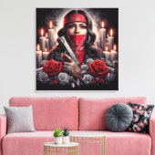 ギャングスターガールヒップホップチカーノアートグラフィック キャンバスプリント (インサイチュ (リビング))