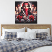 ギャングスターガールヒップホップチカーノアートグラフィック キャンバスプリント (インサイチュ (寝室))