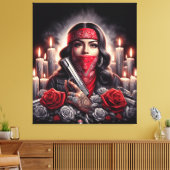 ギャングスターガールヒップホップチカーノアートグラフィック キャンバスプリント (インサイチュ (リビング))