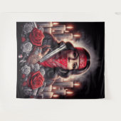 ギャングスターガールヒップホップチカーノアートグラフィック タペストリー (正面(横))