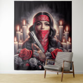 ギャングスターガールヒップホップチカーノアートグラフィック タペストリー (インサイチュ)