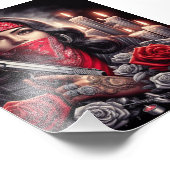 ギャングスターガールヒップホップチカーノアートグラフィック フォトプリント            (角)