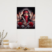 ギャングスターガールヒップホップチカーノアートグラフィック ポスター (キッチン)