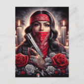 ギャングスターガールヒップホップチカーノアートグラフィック ポストカード (正面)