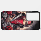 ギャングスターガールヒップホップチカーノアートグラフィック SAMSUNG GALAXYケース (裏面横)