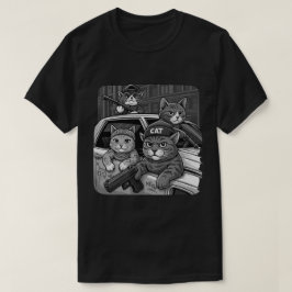 ギャングスターキャットのストリートアートデザイン – 面白い都会の猫 Tシャツ