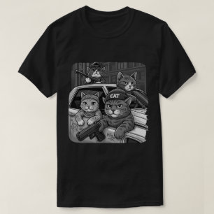 ギャングスターキャットのストリートアートデザイン – 面白い都会の猫 Tシャツ