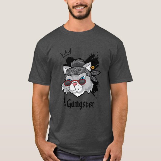 ギャングスターキャットのストリートポートレート Tシャツ (正面)