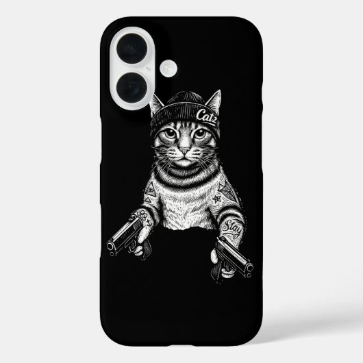 ギャングスターキャットのタトゥーアート | お洒落ストリート系にゃんこ Case-Mate iPhoneケース (裏面)