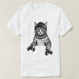 ギャングスターキャットのタトゥーアート | お洒落ストリート系にゃんこ Tシャツ
