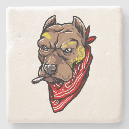 ギャング犬 | Tattoos Red Bandana Stone Coaster ストーンコースター