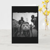 ギャング猫ストリートウェア クールな猫モチーフ 面白い カード (黄色い花)