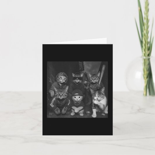 ギャング猫ヴィンテージおもしろい子猫集団ミーム カード (正面)