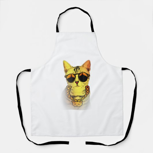 ギャング通り猫ゴールドチェーン子猫ラッパーSu エプロン (正面)