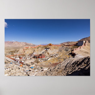 ギャンツェとパルチョ修道院の空中表示 – チベット ポスター