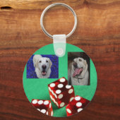 ギャンブラーイエロー・ラブラドール・レトリーバーキーチェーン キーホルダー (正面)