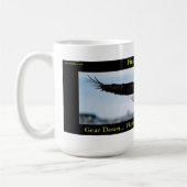 ギヤ・ダウン。 折り返し。 白頭鷲を上陸させるために取り除かれる コーヒーマグカップ (左)