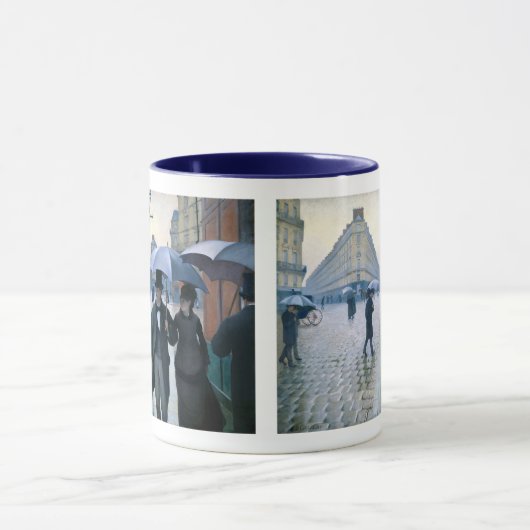 ギュスターブCaillebotte著パリの通りの雨の日 マグカップ (中央)