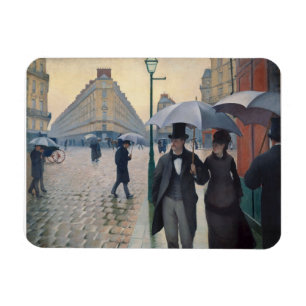 ギュスターブCaillebotte著パリの通りの雨の日 マグネット