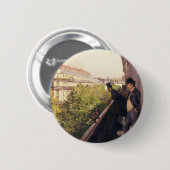 ギュスターブCaillebotte: バルコニー、通りHaussmann 缶バッジ (正面&裏面)