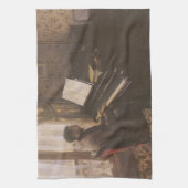 ギュスターヴ・カイユボットによるピアノを弾く若い男 キッチンタオル (縦)