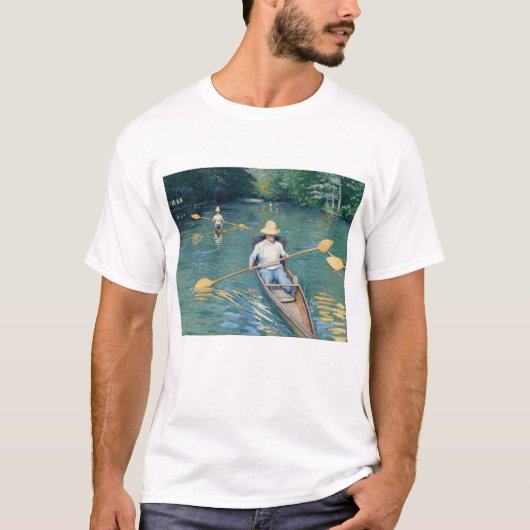 ギュスターヴ・カイユボット - エール川の小舟 Tシャツ (正面)