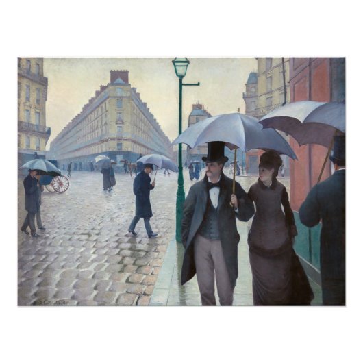 ギュスターヴ・カイユボット - パリの通り、雨の日 フォトプリント            (正面)