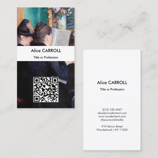 ギュスターヴ・カイユボット - ピアノのレッスン - QRコード 名刺 (正面/裏面)