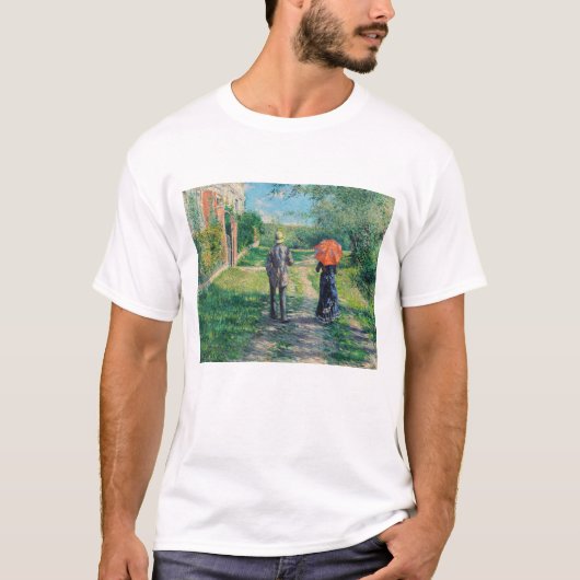 ギュスターヴ・カイユボット - 上り坂の小道 Tシャツ (正面)