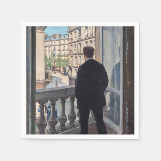 ギュスターヴ・カイユボット - 窓辺の男 スタンダードカクテルナプキン (正面)