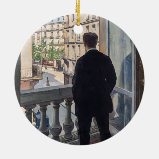ギュスターヴ・カイユボット - 窓辺の男 セラミックオーナメント (裏面)