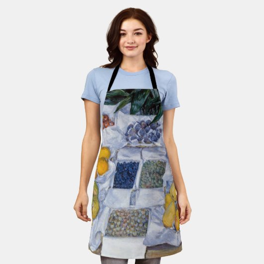 ギュスターヴ・カイユボット - 陳列台の果物 エプロン (着用した状態)