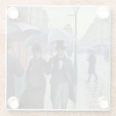 ギュスターヴ・カイユボット - 雨の日のパリの通り 石畳 ガラスコースター (裏面)