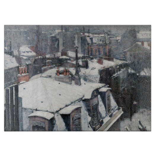 ギュスターヴ・カイユボット - 雪の屋根 カッティングボード (正面)