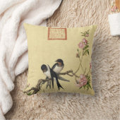 ギューゼッペカスティリオーネの鳥桃 クッション (ブランケット)