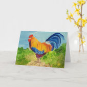 ギョロ – ルースター – グリーティングカード (黄色い花)