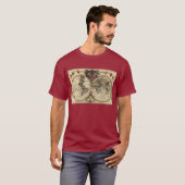 ギヨームde L'Isle 1720年著旧式な世界地図 Tシャツ (正面フル)