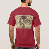 ギヨームde L'Isle 1720年著旧式な世界地図 Tシャツ (裏面)