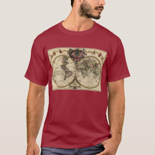 ギヨームde L'Isle 1720年著旧式な世界地図 Tシャツ