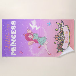 ギラギラし👸た妖精プリンセス名前をカスタムする   ビーチタオル