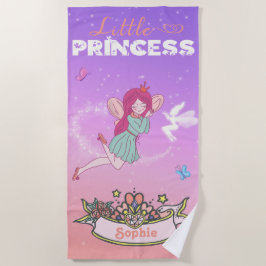 ギラギラし👸た妖精プリンセス名前をカスタムする   ビーチタオル