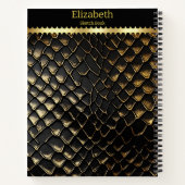 ギラギラした黒と金ゴールドのヘビの皮 ノートブック (裏面)
