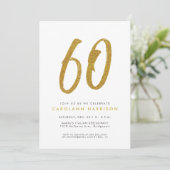 ギラギラゴールドの60歳の誕生日パーティーの招待状 招待状 (スタンド正面)