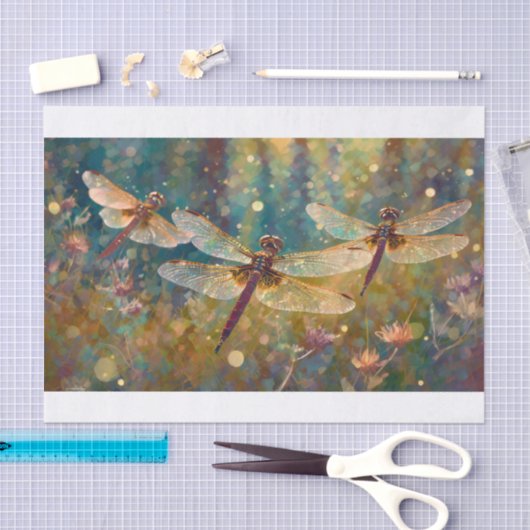 ギラギラ朝の飛行隊、目まいがするトンボ 薄葉紙 (クラフト)