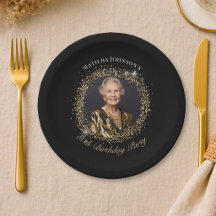 ギラギラ ブラック ゴールド 写真 80歳の誕生日パーティー